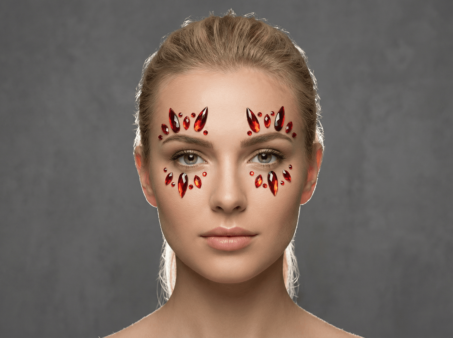 Red Burst Face Gems - unel