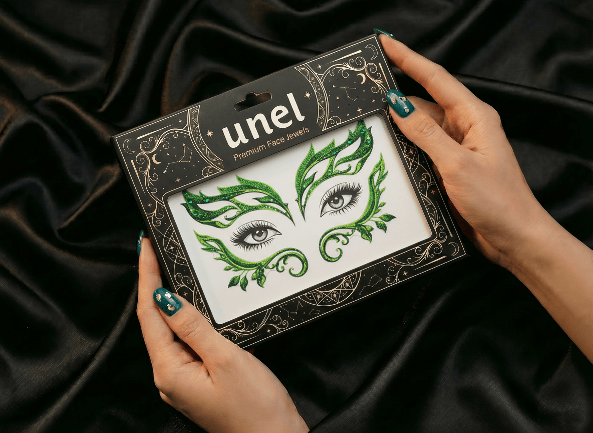 Poison Ivy Leaf Glitter Sticker Gems - unel