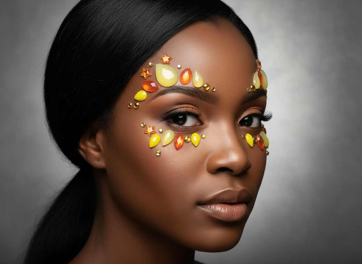 Yellow Face Gems Burst Style