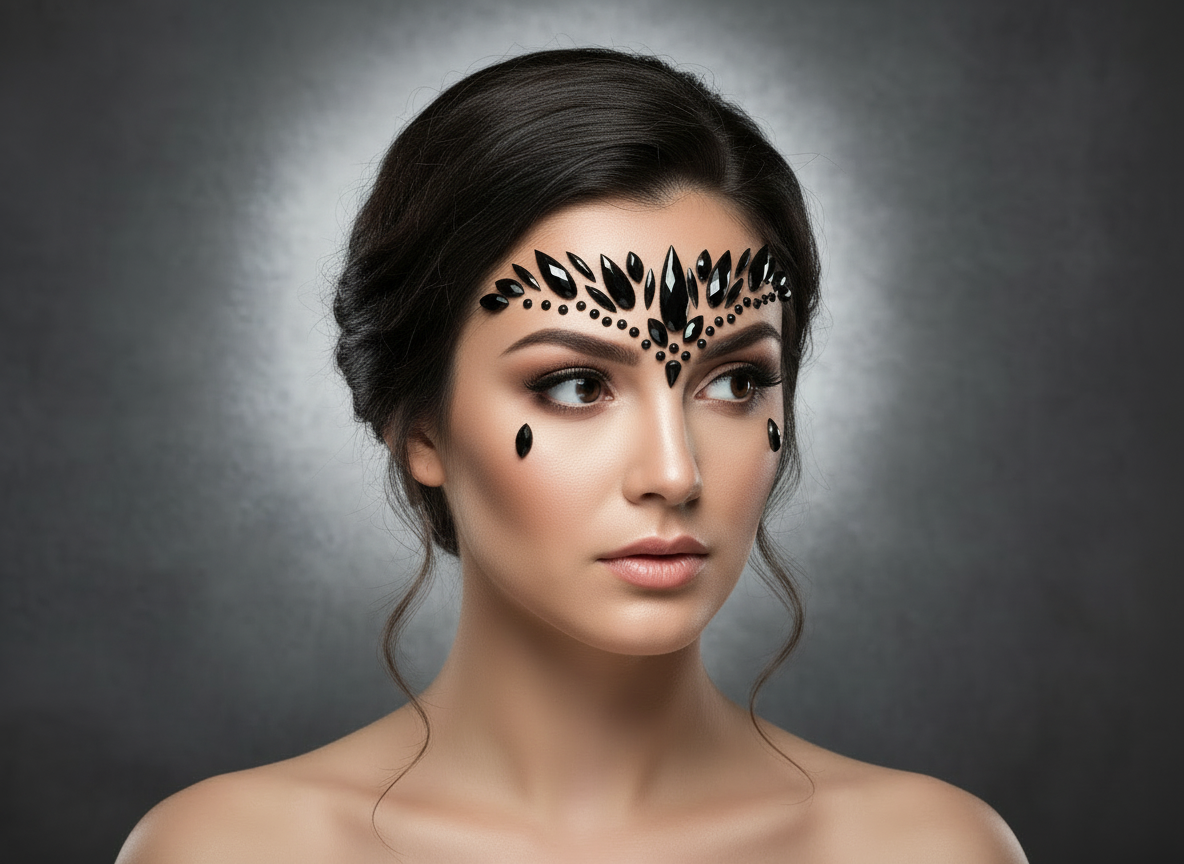 Black Face Gems Crown Style