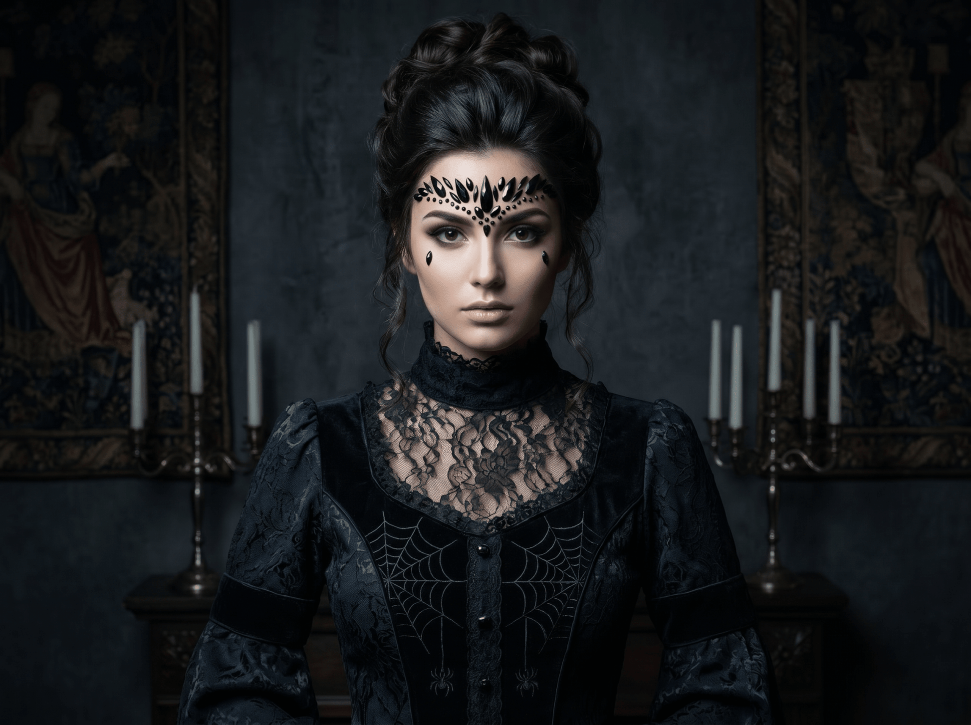 Black Face Gems Crown Style - unel