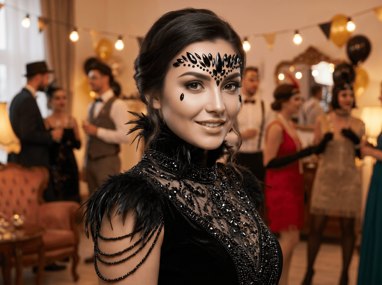 Black Face Gems Crown Style - unel