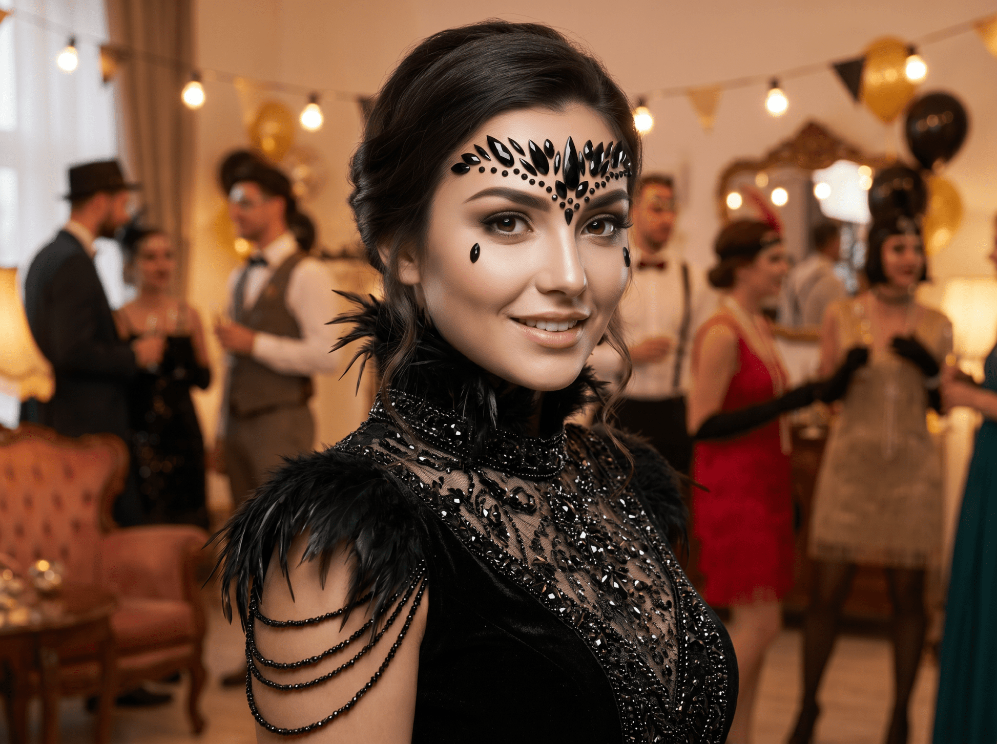 Black Face Gems Crown Style - unel