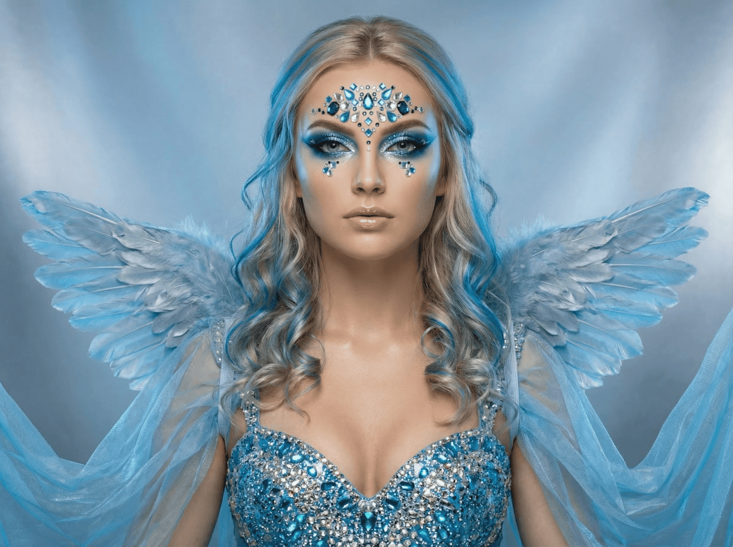 Blue Face Gems Mermaid Style - unel