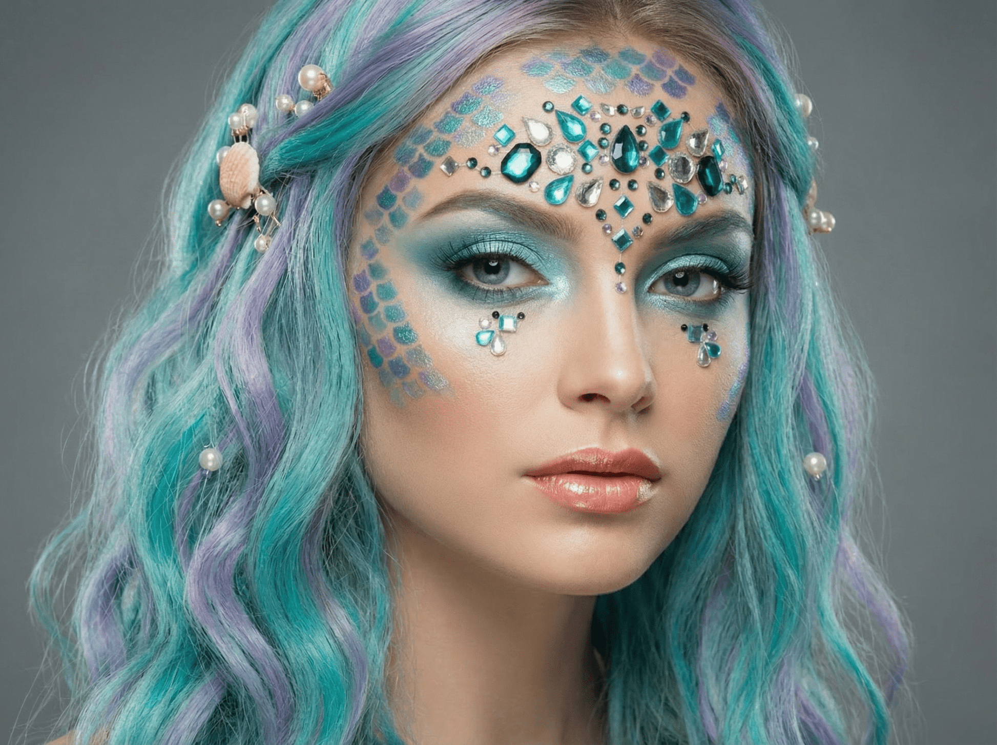 Blue Face Gems Mermaid Style - unel