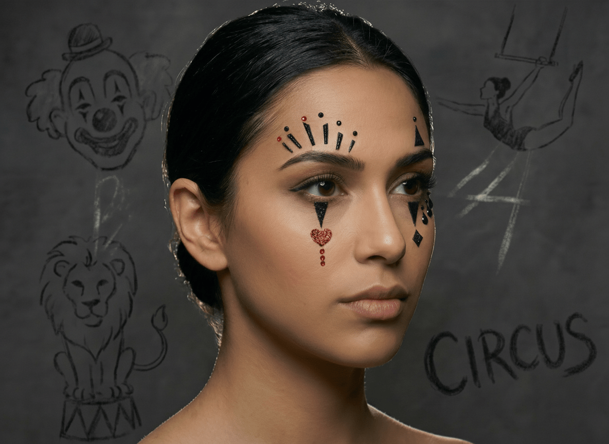 Circus Themed Face Glitter Gems - unel