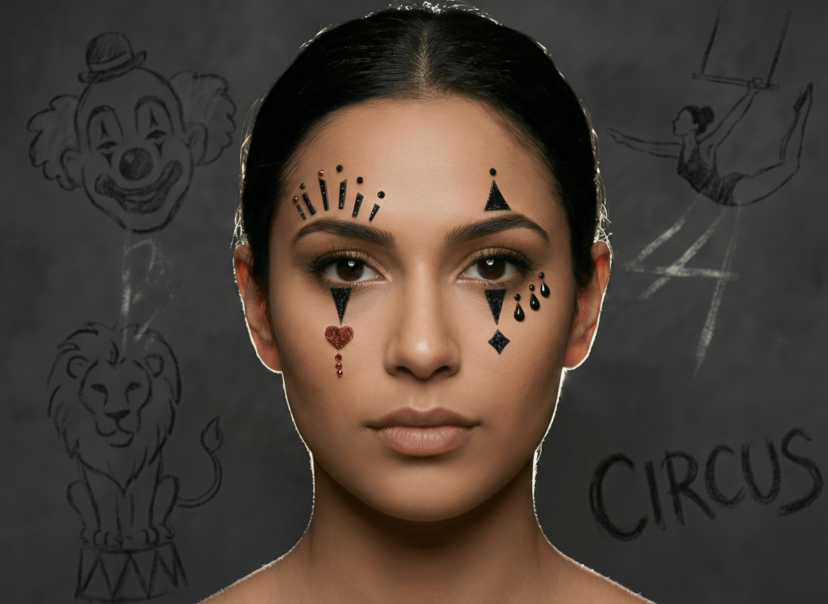 Circus Themed Face Glitter Gems - unel