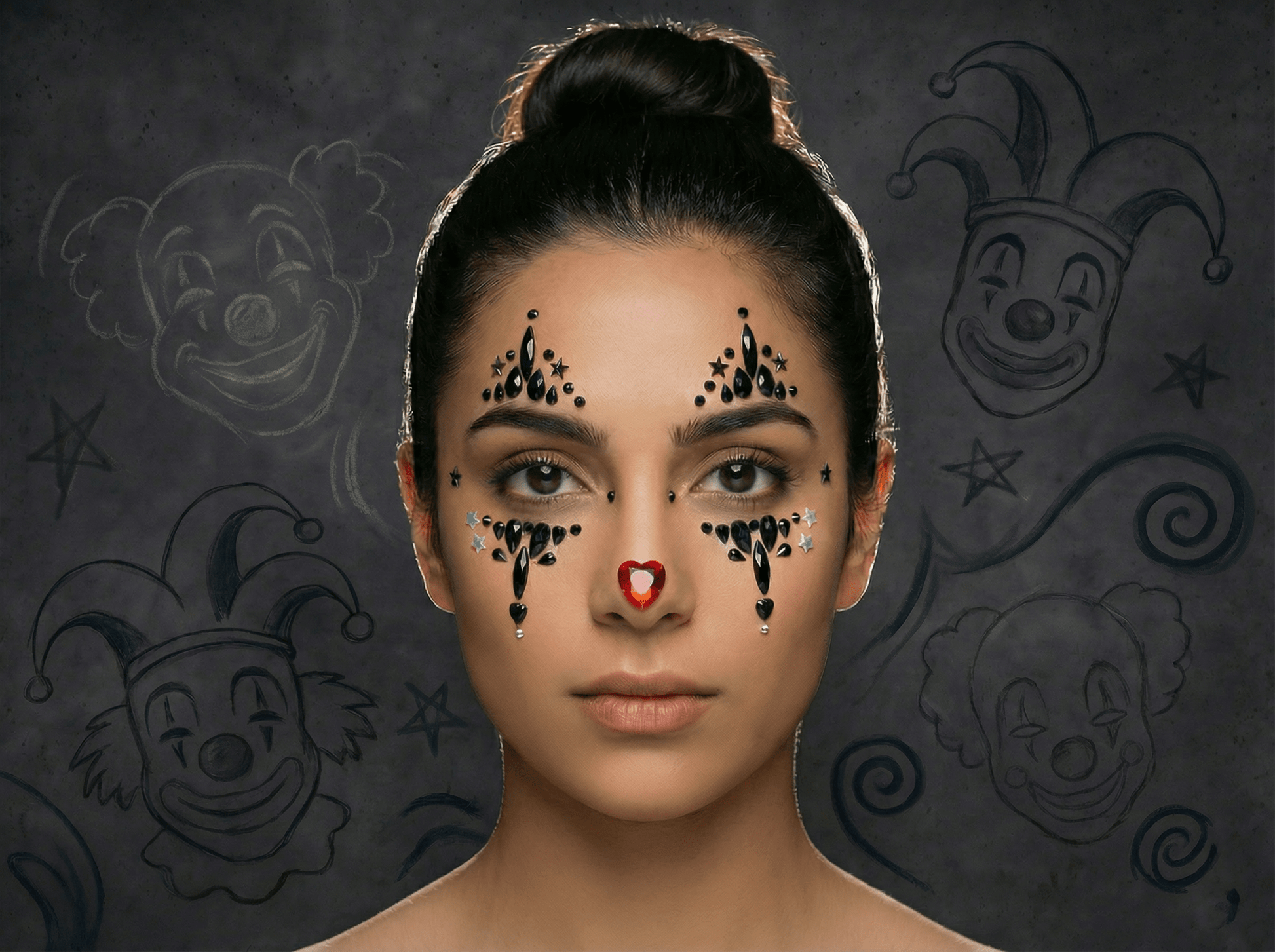 Halloween Face Gems Clown Style - unel