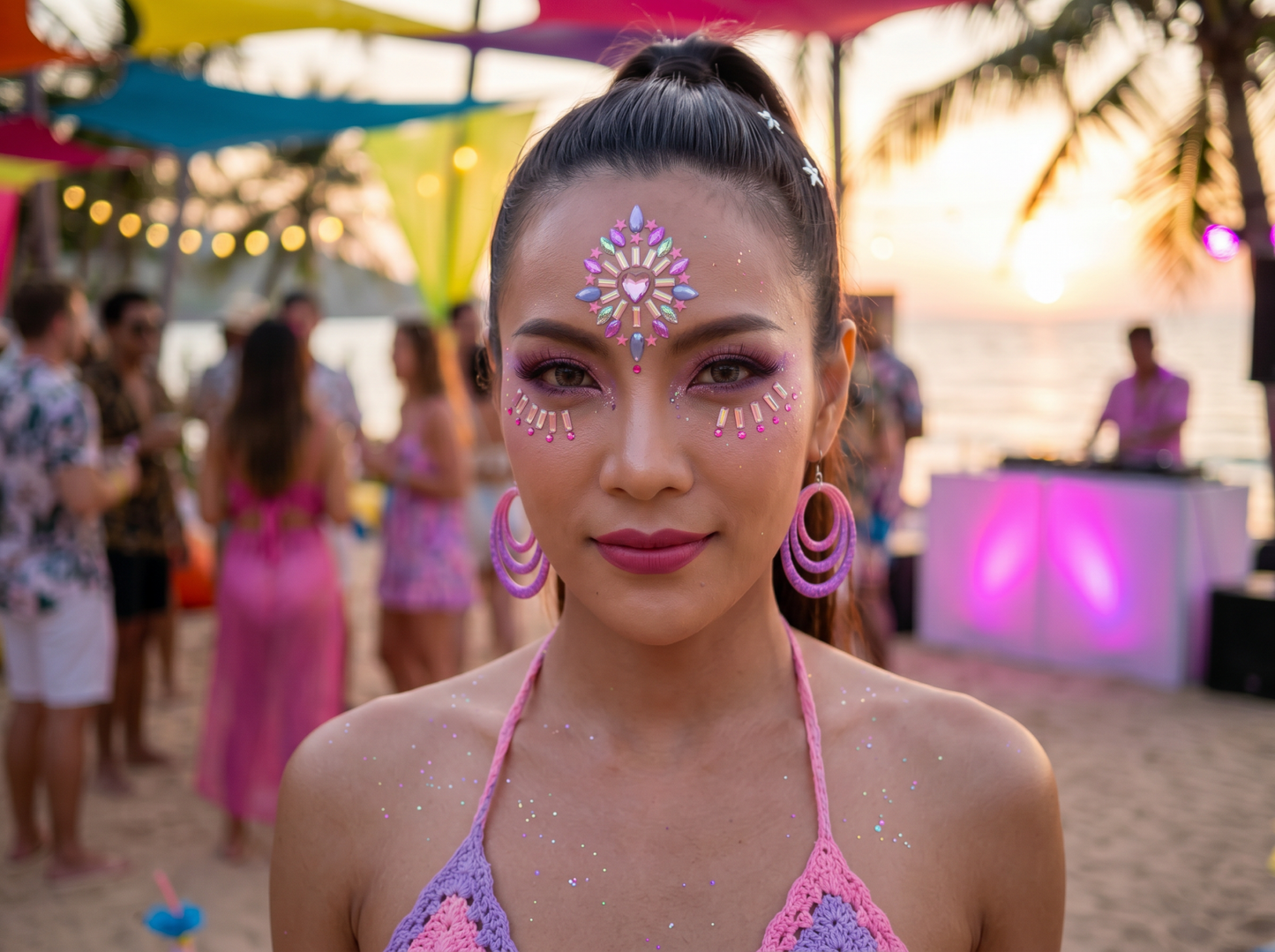 Pink Blossom Face Gems - unel