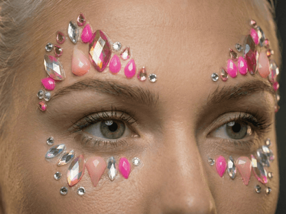 Pink Sparkle Face Gems Closeup - unel