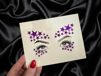 Purple Stars Face Gems - unel