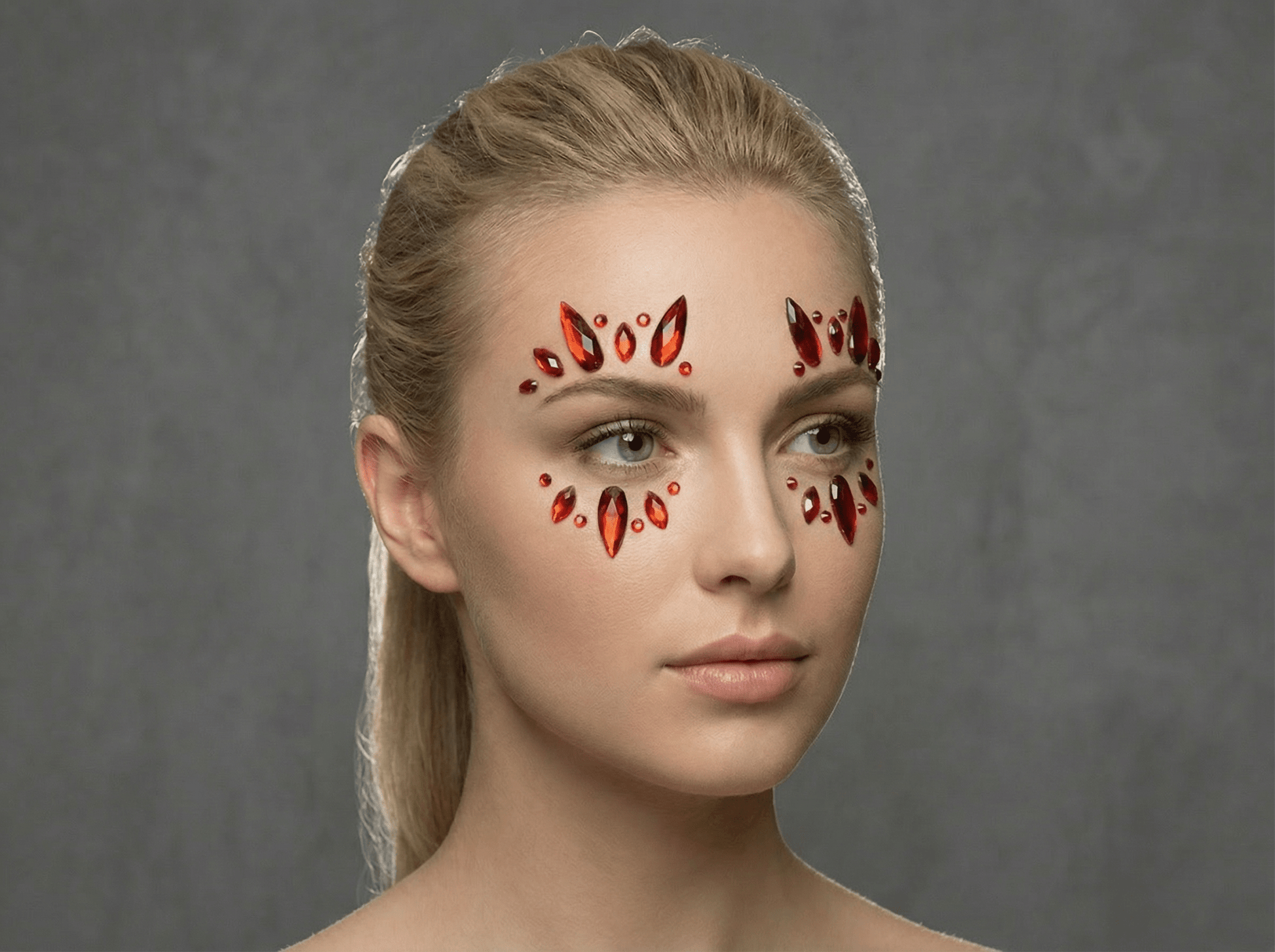 Red Burst Face Gems - unel