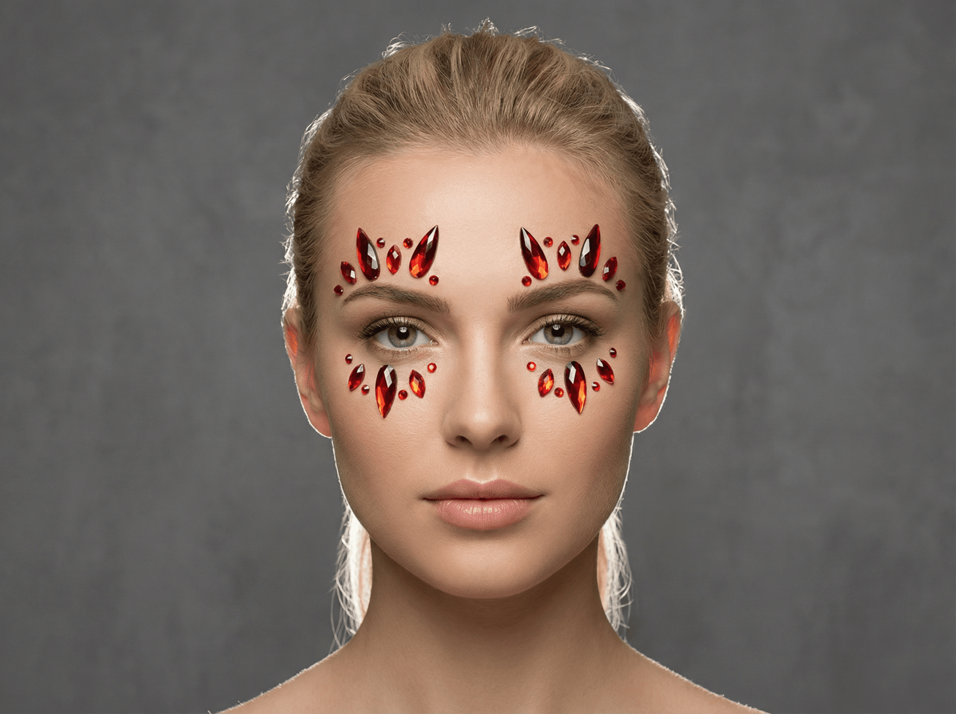 Red Burst Face Gems - unel